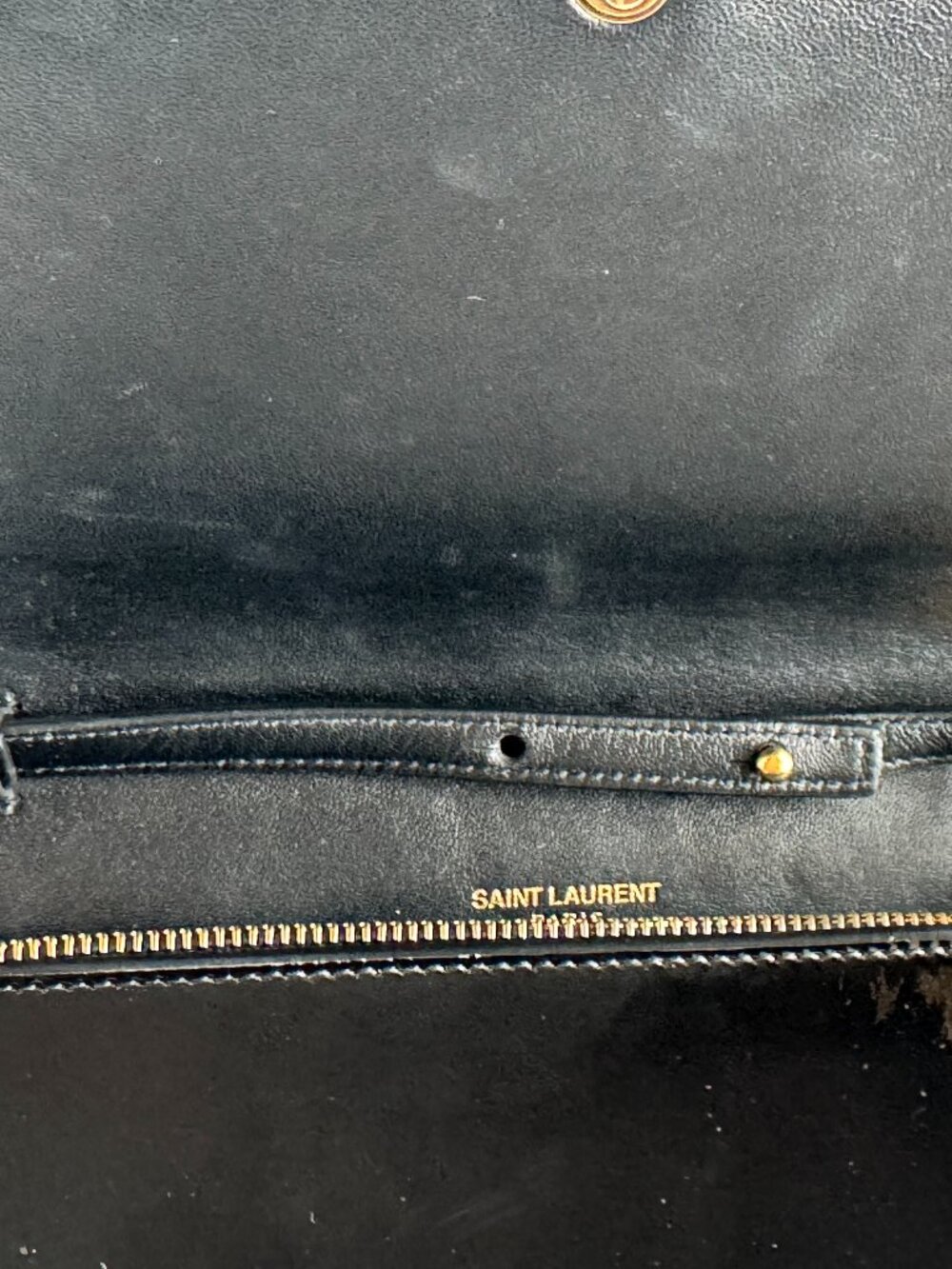 YSL SAINT LAURENT PATENT LEATHER UPTOWN SHOULDER CHAIN BLACK BAG WITH RECEIPT - Picture 4 of 13